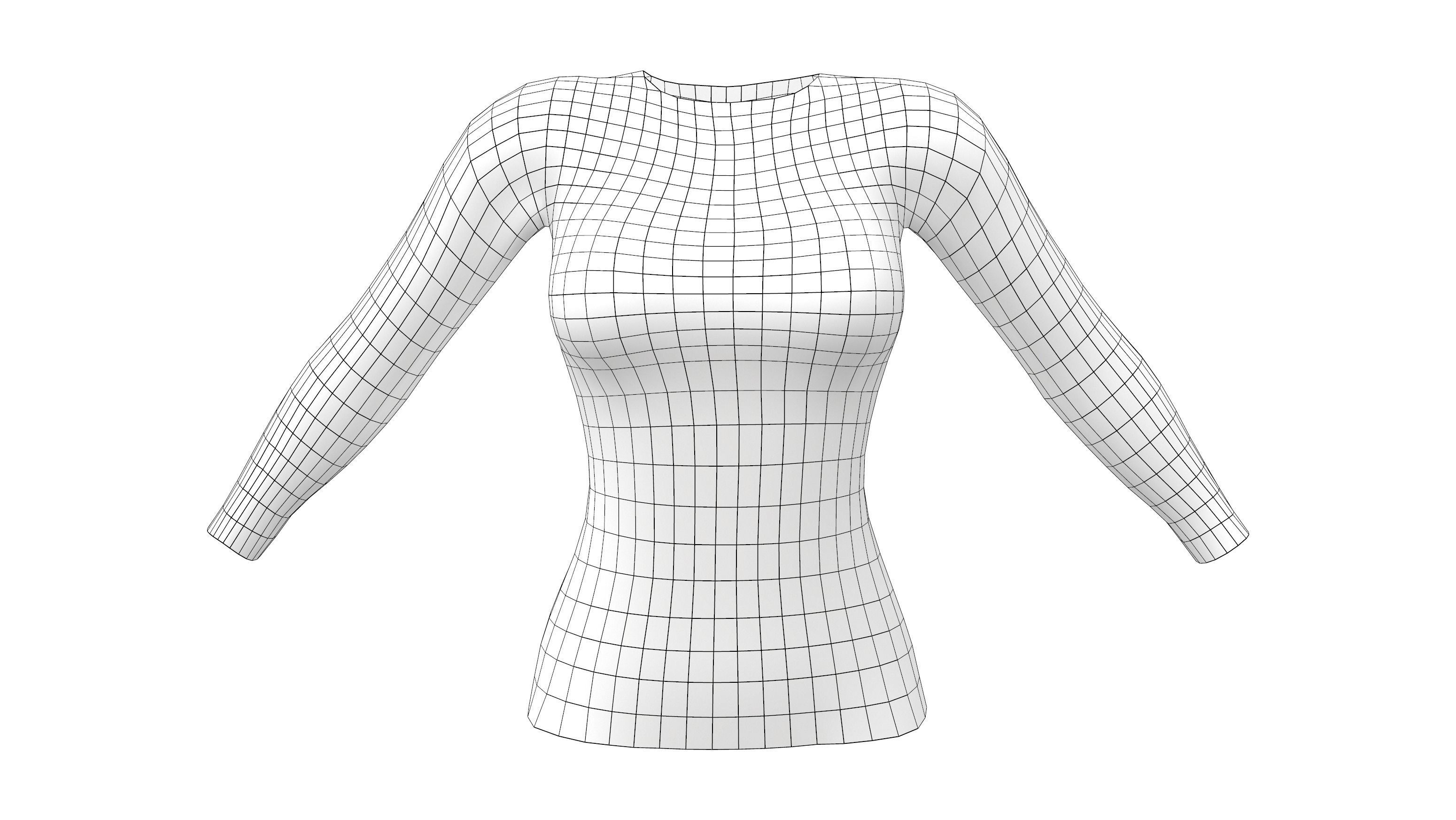 Ladies Long Sweater Low-poly 3D model_9