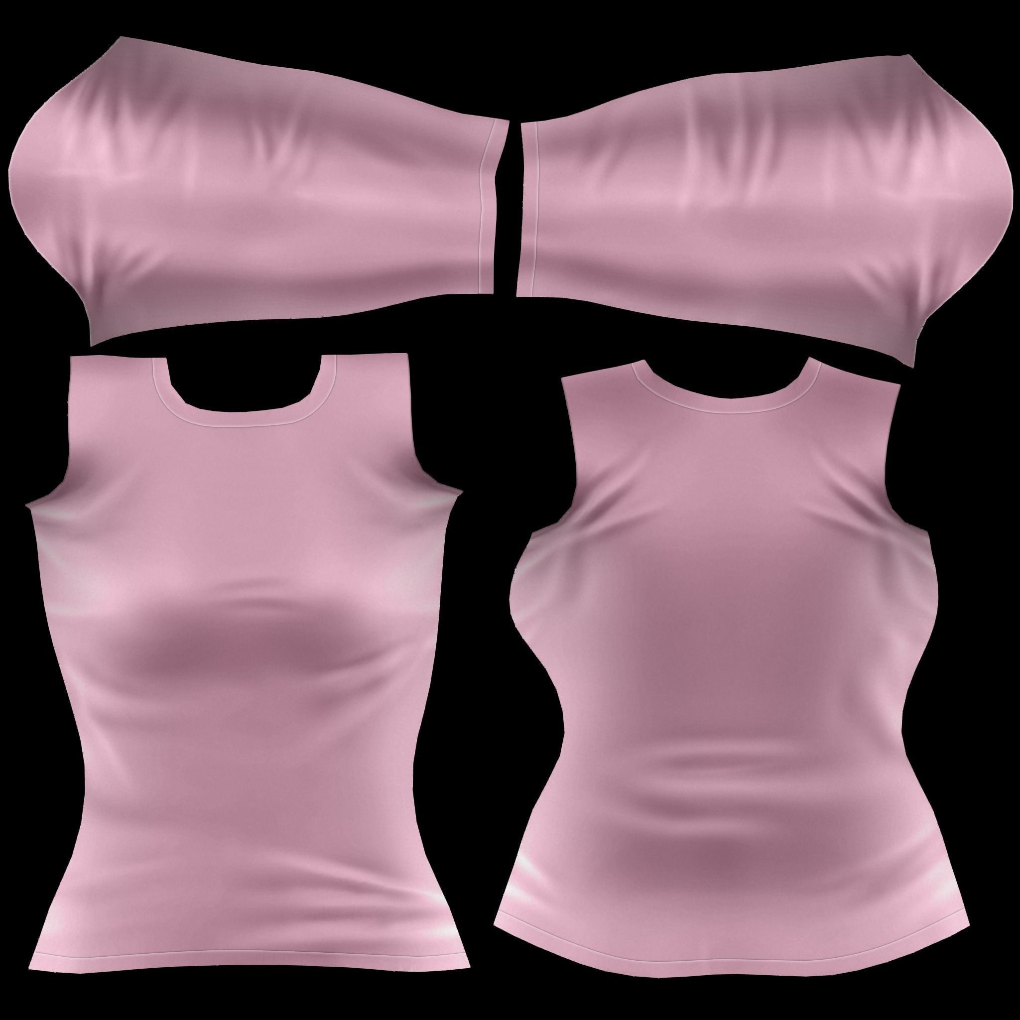 Ladies Long Sweater Low-poly 3D model_14