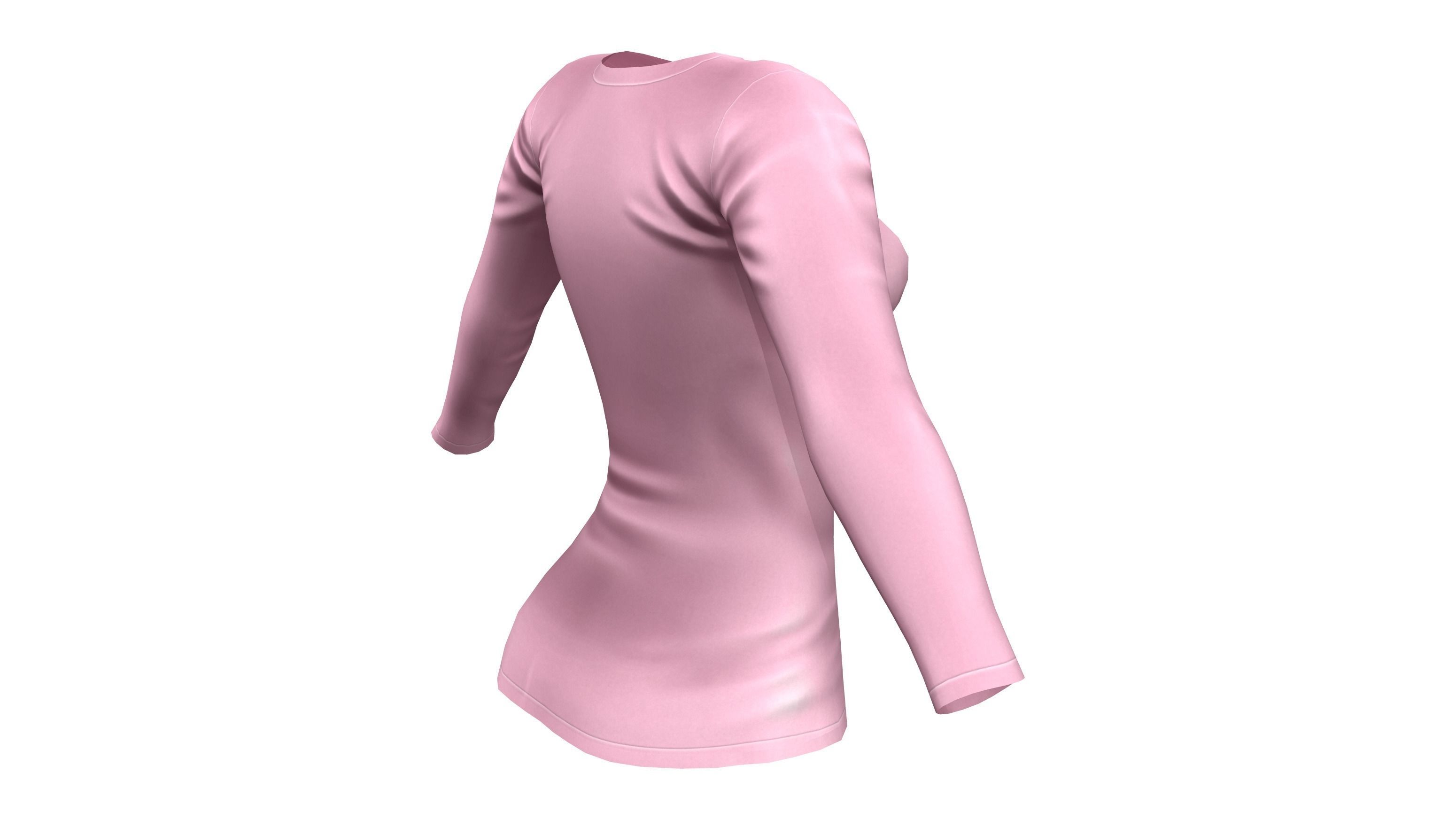 Ladies Long Sweater Low-poly 3D model_8