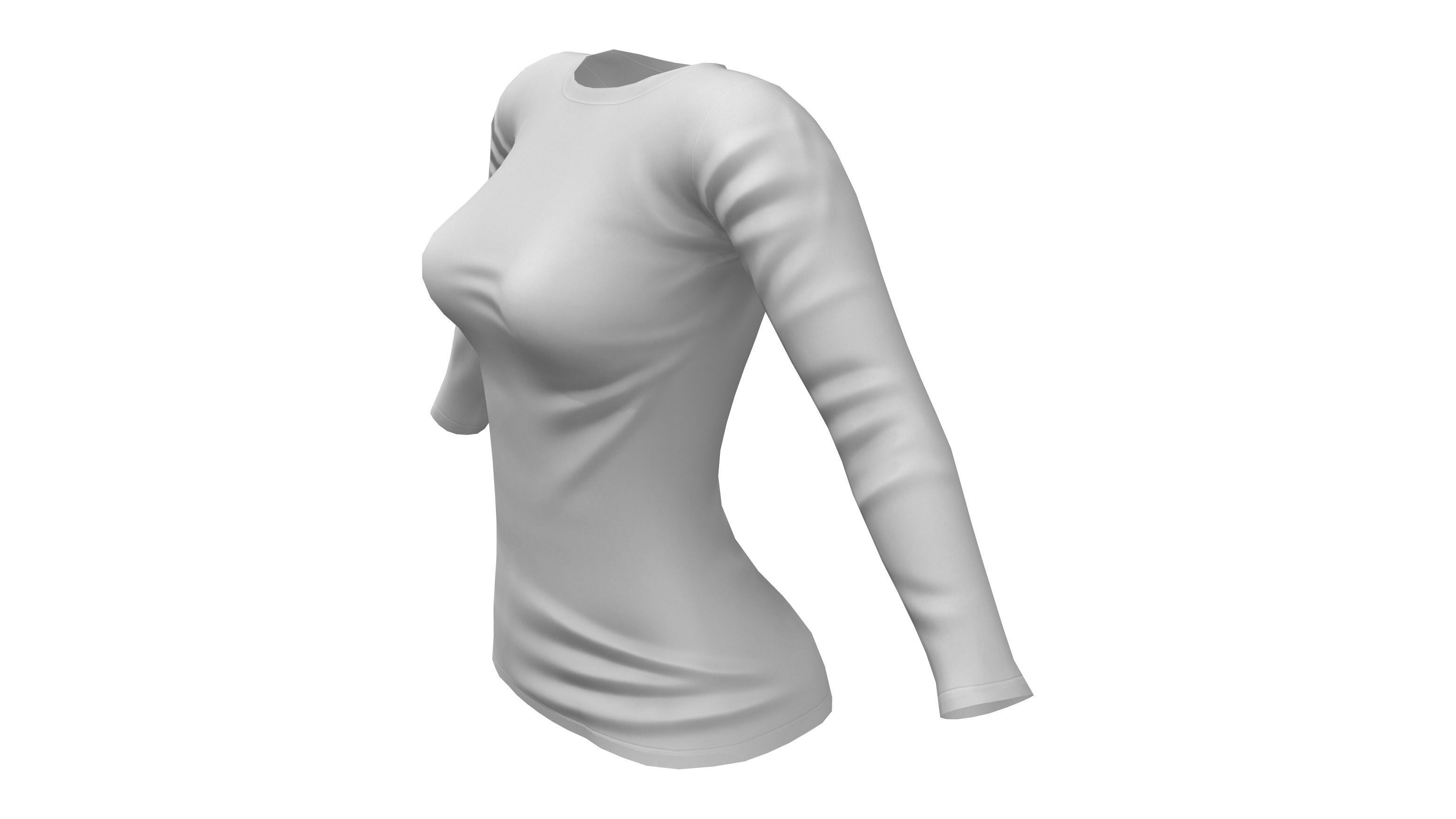 Ladies Long Sweater Low-poly 3D model_5