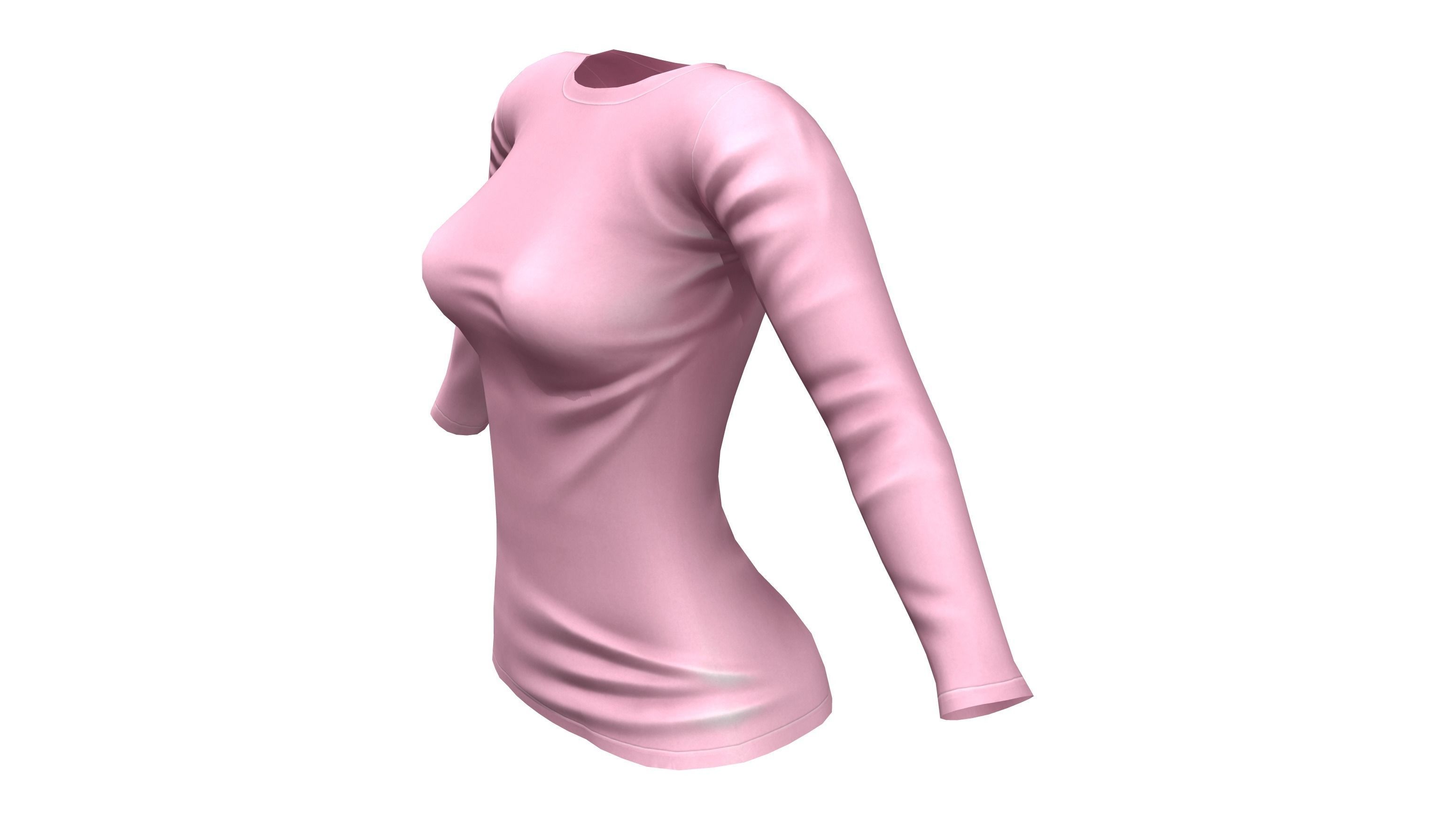 Ladies Long Sweater Low-poly 3D model_3