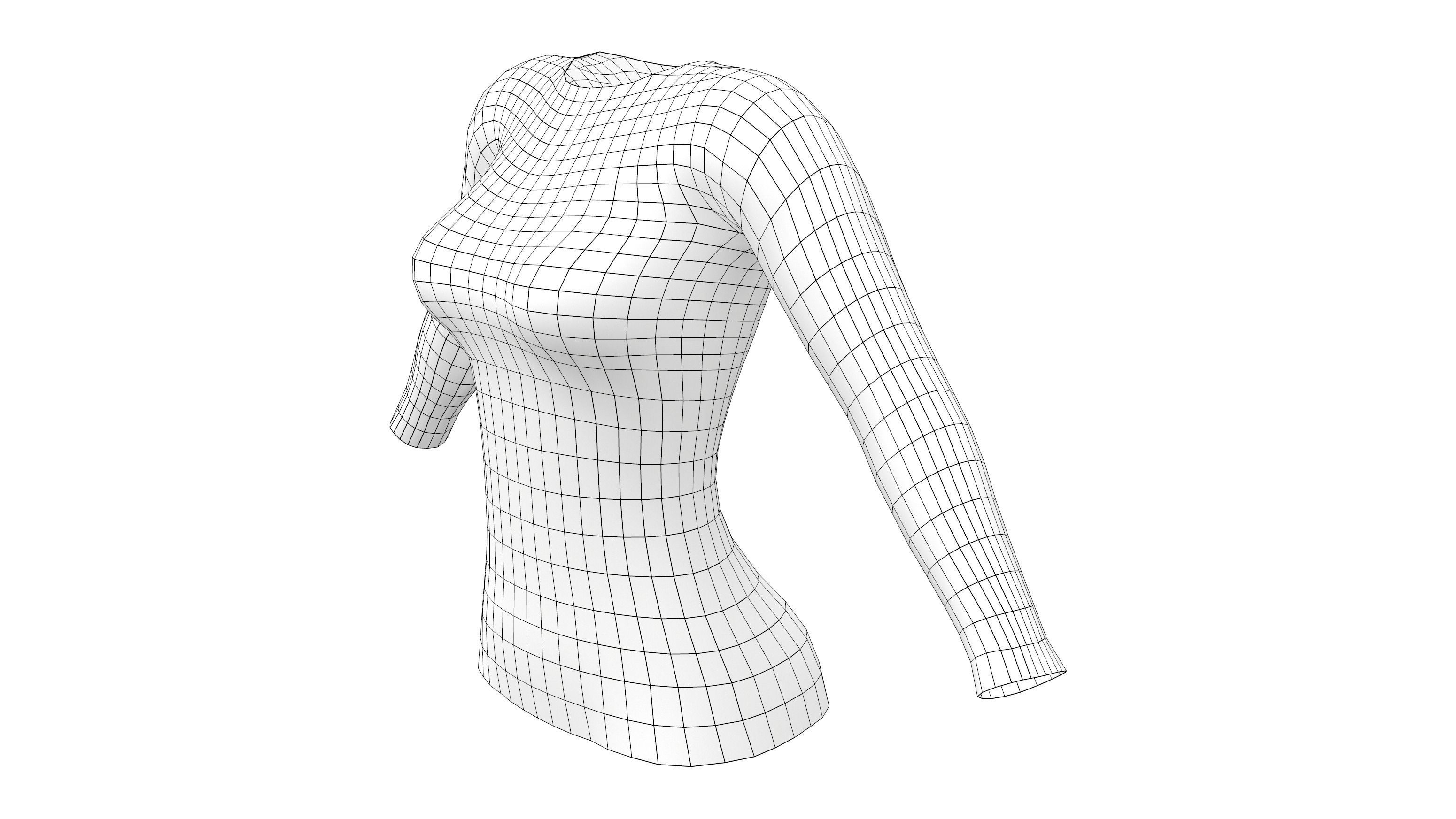 Ladies Long Sweater Low-poly 3D model_10