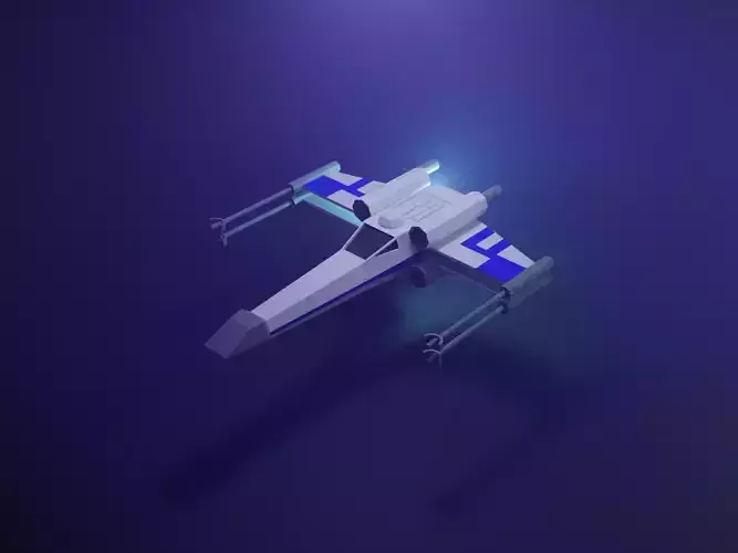 Low Poly X-WING 3D model Animated
