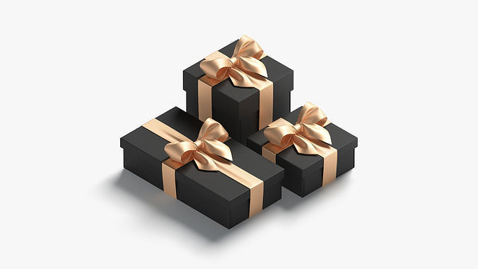 Gift boxes set - 3 box shapes Low-poly 3D model