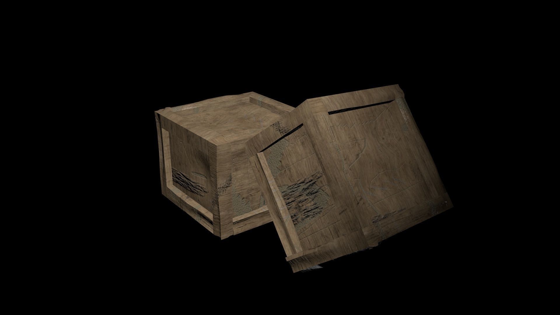 Box Low Poly wooden Free low-poly 3D model_2