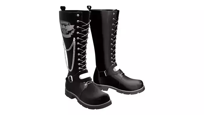 Chains Decorated Calf Boots