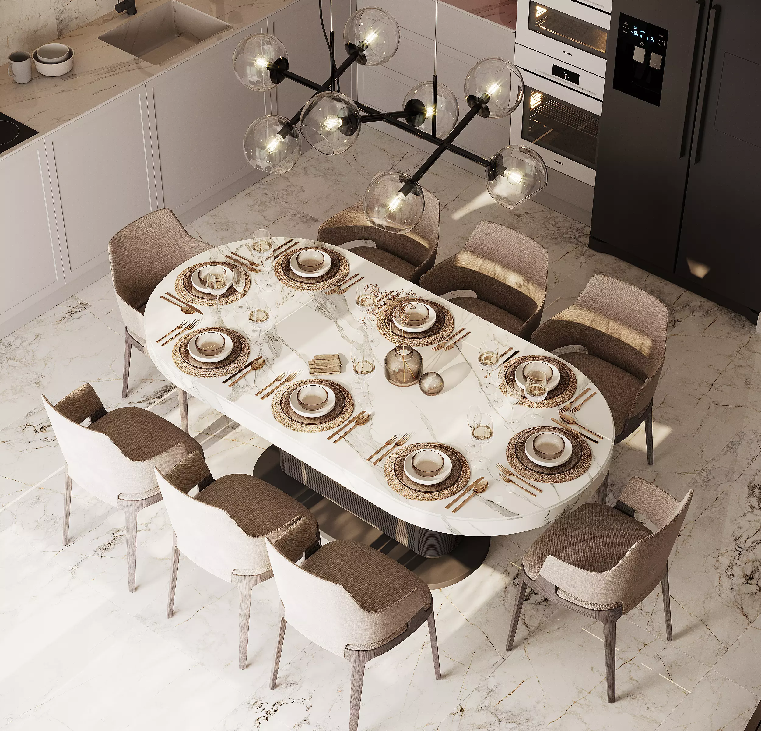 neoclassical kitchen 3D model_0