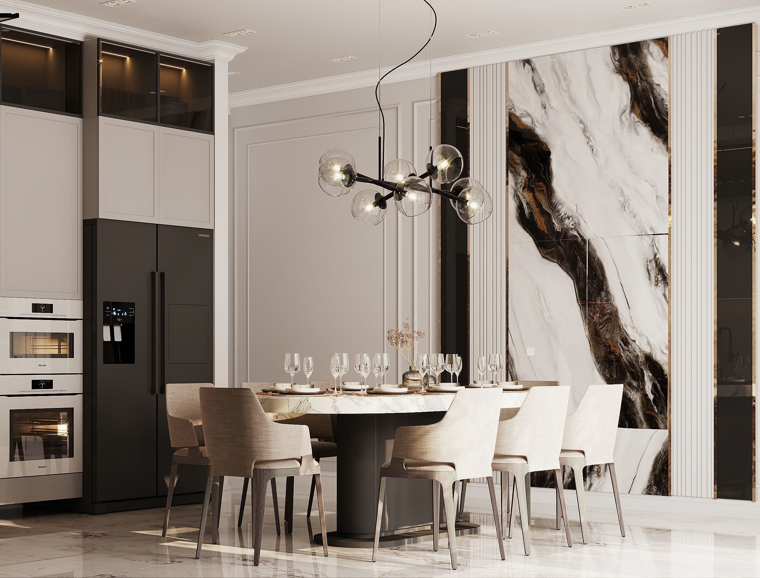 neoclassical kitchen 3D model_3