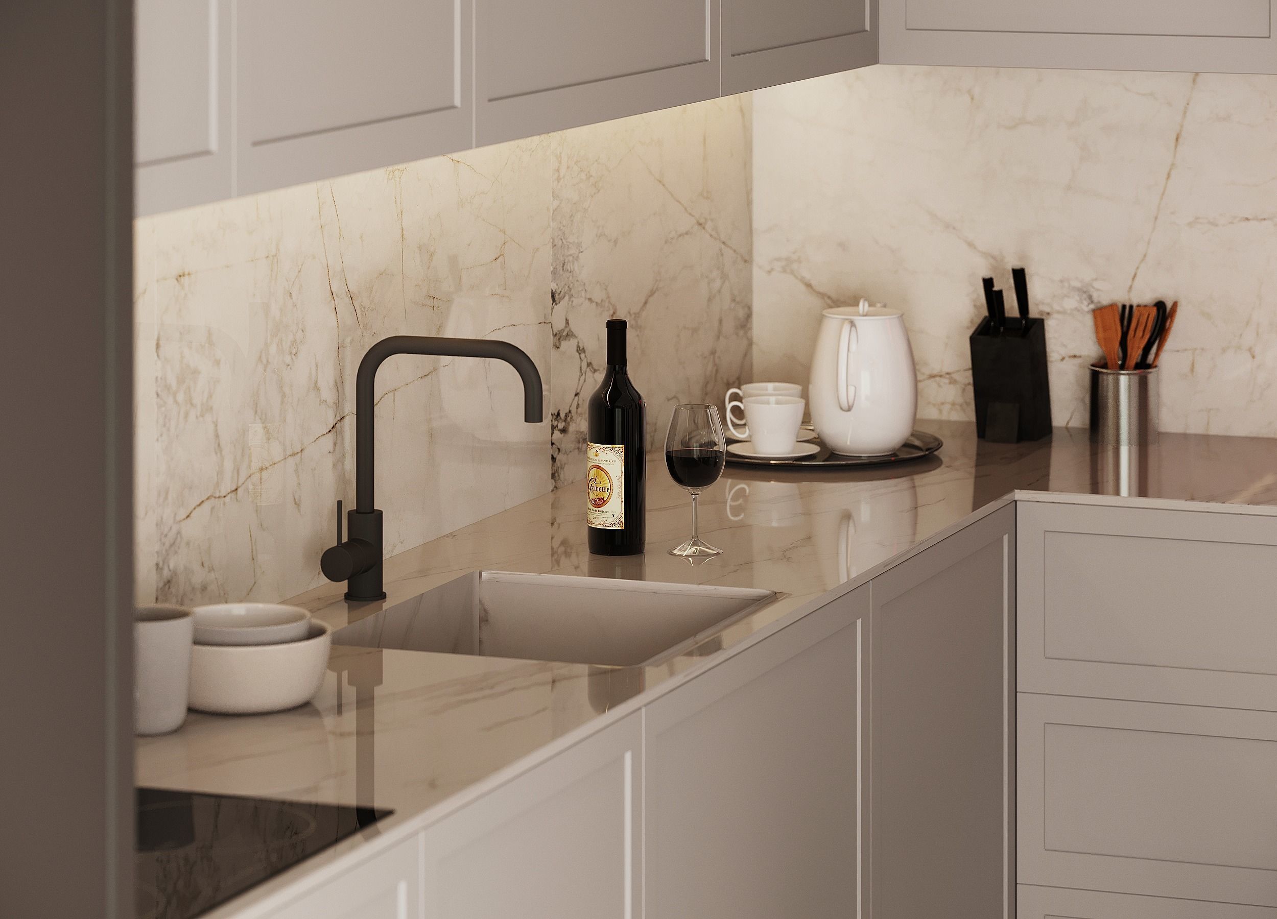 neoclassical kitchen 3D model_4