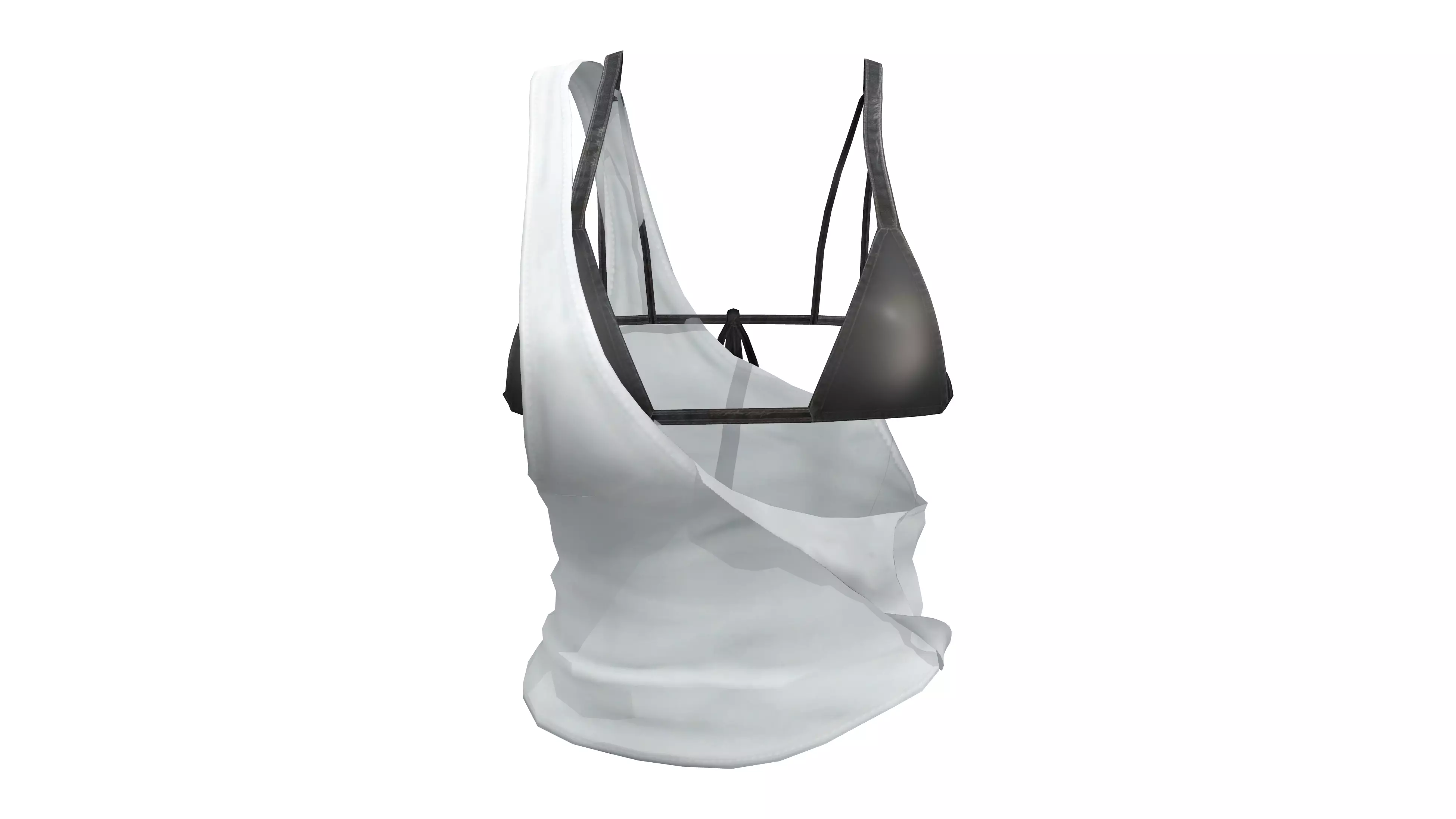 Off-Shoulder Tank Top With Bikini Under Low-poly 3D model