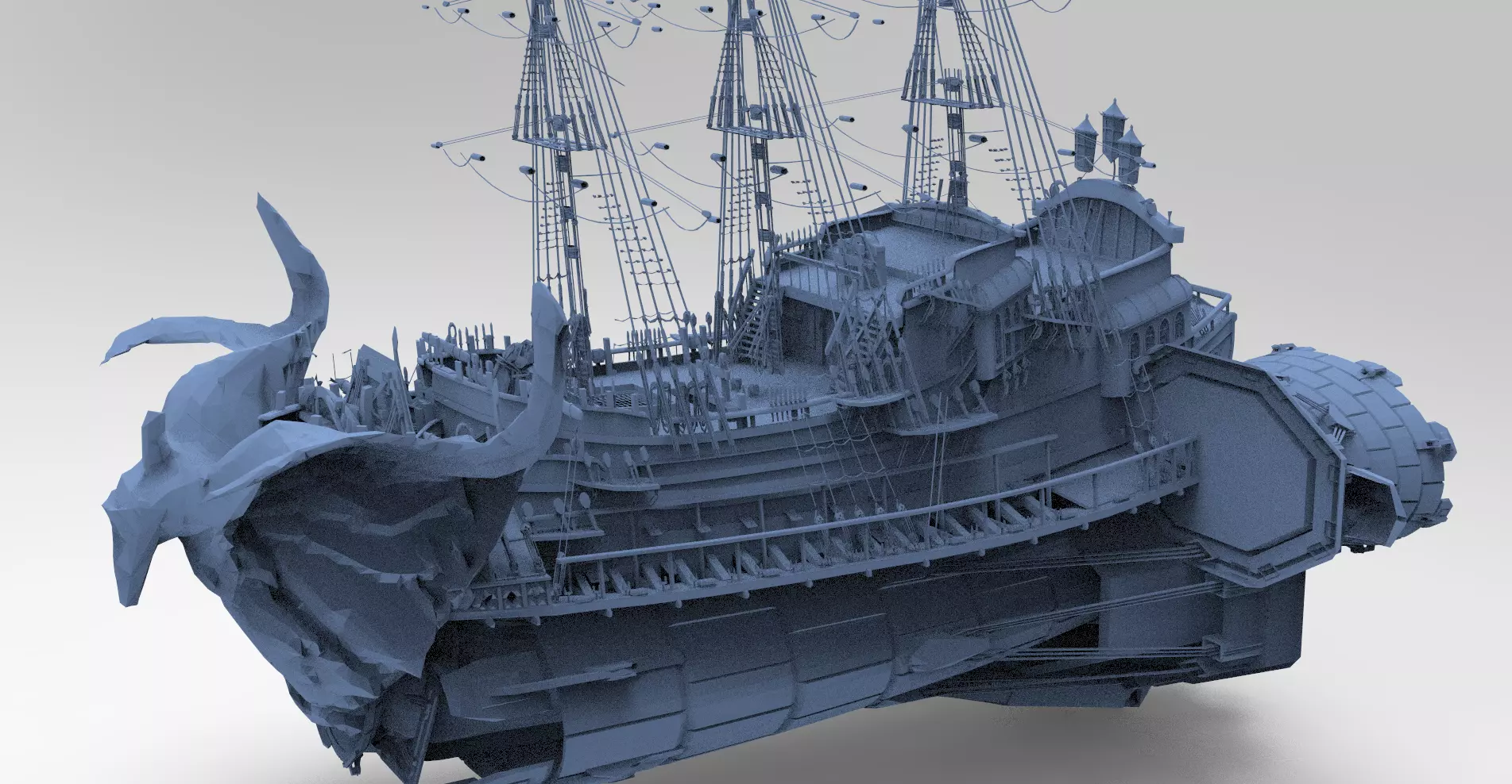 Sci fi Airship jets 3 3D model