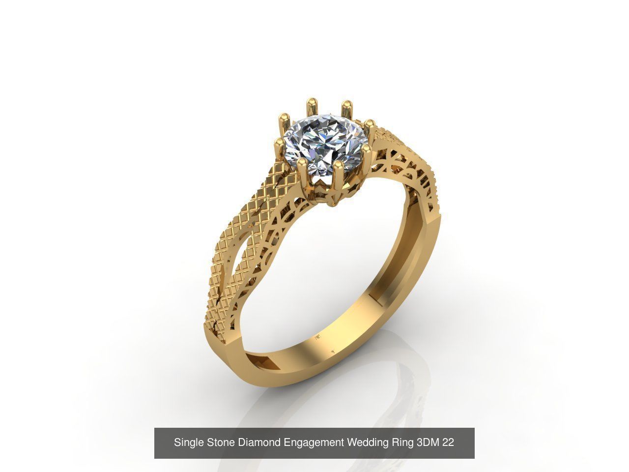 100 Model  Single Stone Engagement Wedding Ring Solitaire  3D Model Collection_93