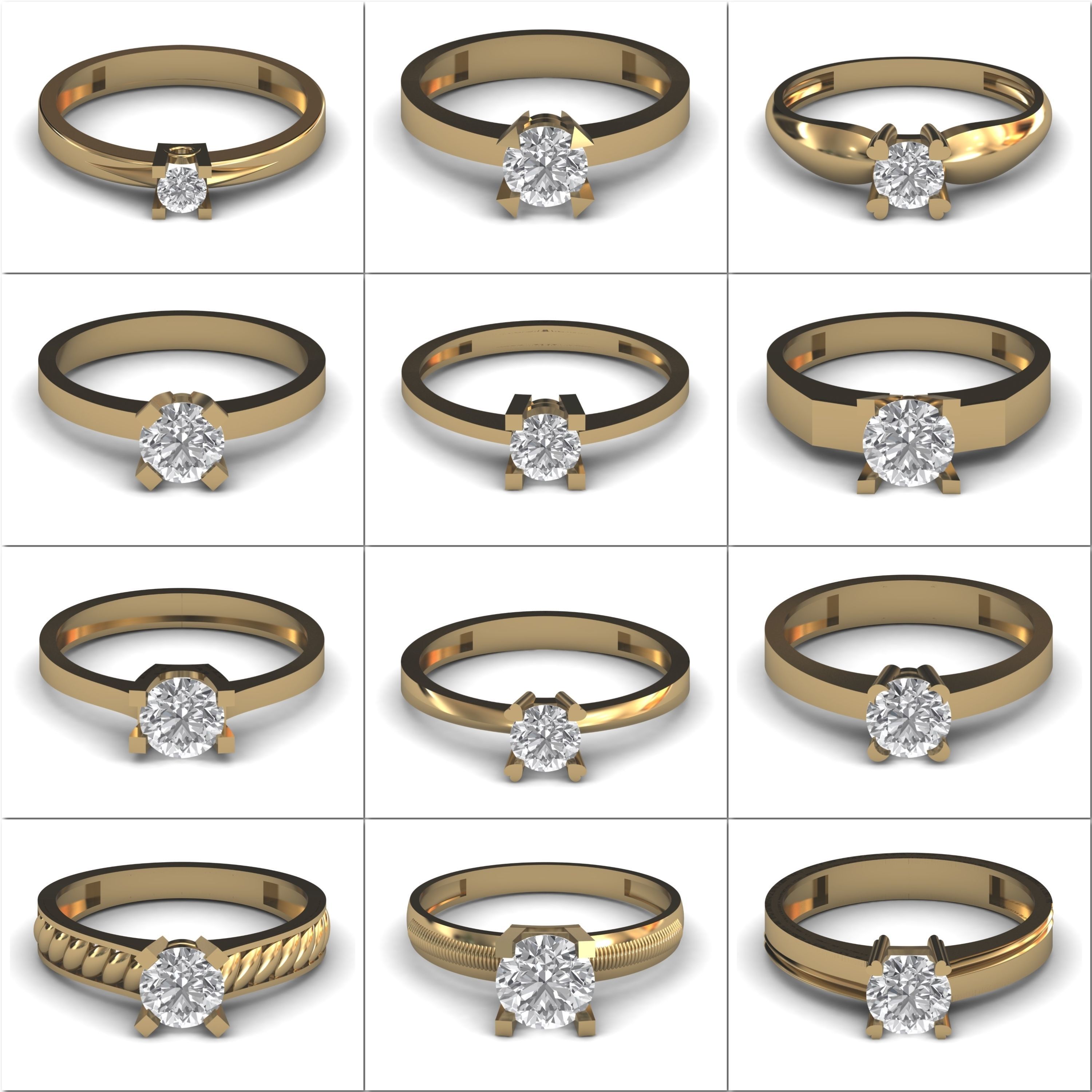 100 Model  Single Stone Engagement Wedding Ring Solitaire  3D Model Collection_5