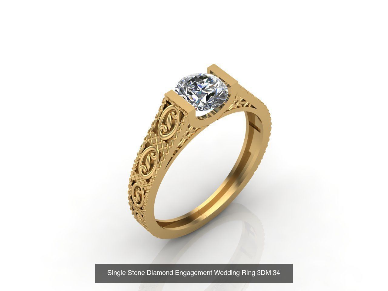 100 Model  Single Stone Engagement Wedding Ring Solitaire  3D Model Collection_80