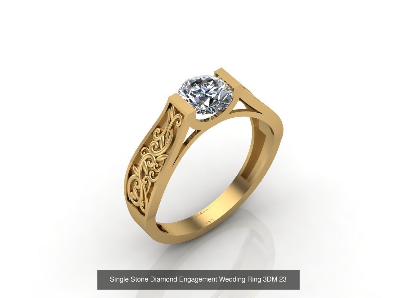 100 Model  Single Stone Engagement Wedding Ring Solitaire  3D Model Collection_92