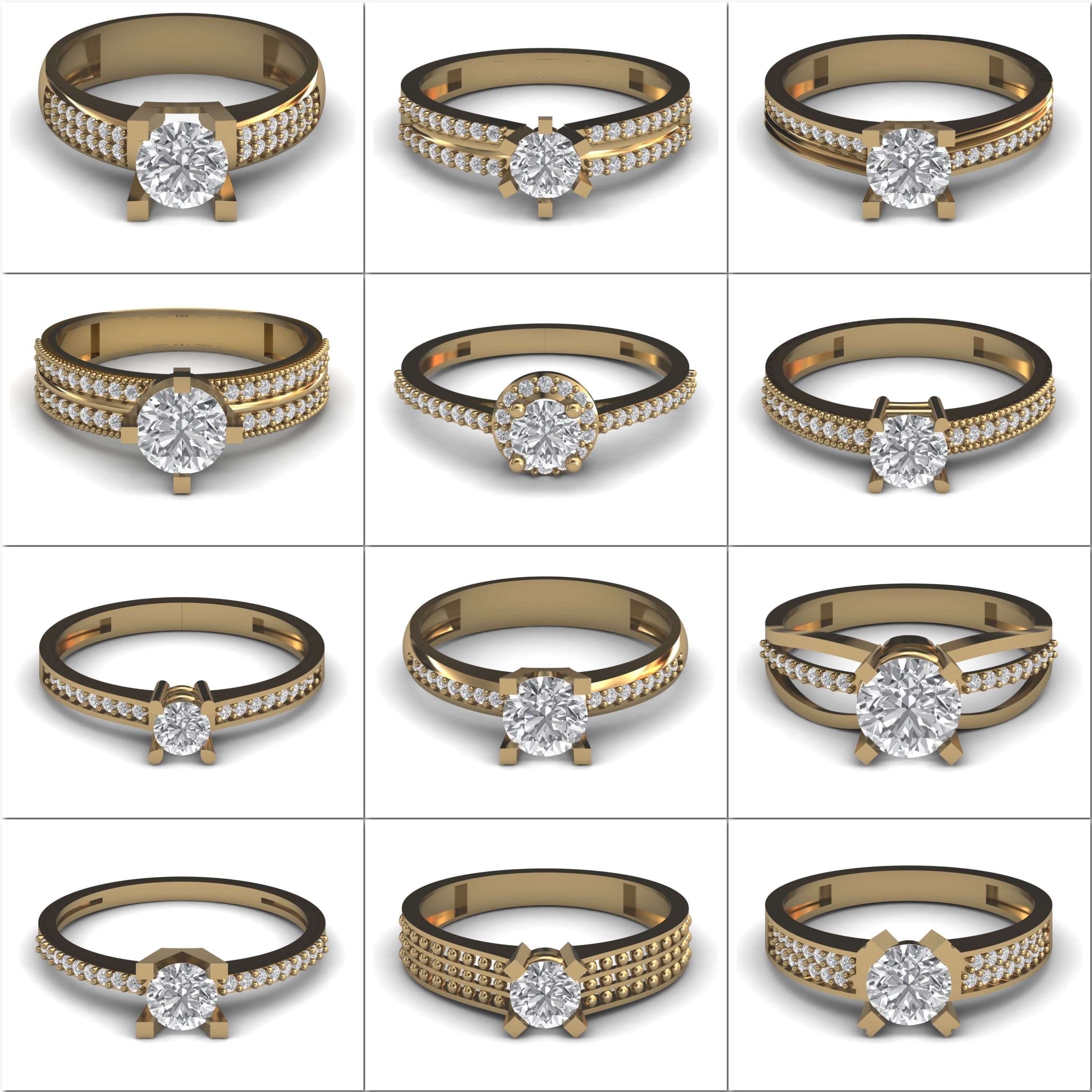 100 Model  Single Stone Engagement Wedding Ring Solitaire  3D Model Collection_4
