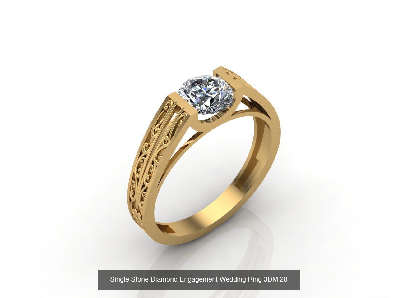 100 Model  Single Stone Engagement Wedding Ring Solitaire  3D Model Collection_87
