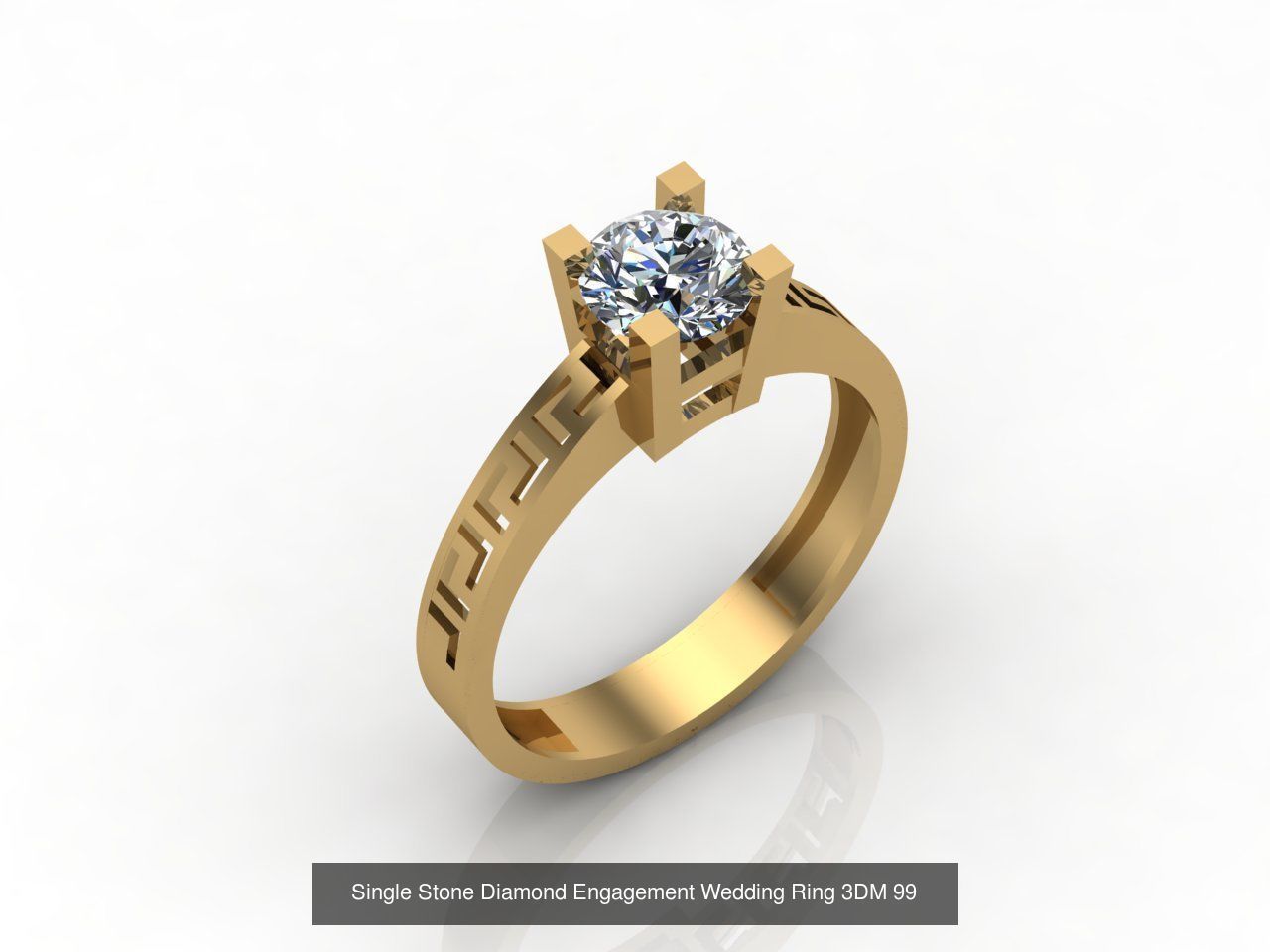 100 Model  Single Stone Engagement Wedding Ring Solitaire  3D Model Collection_9