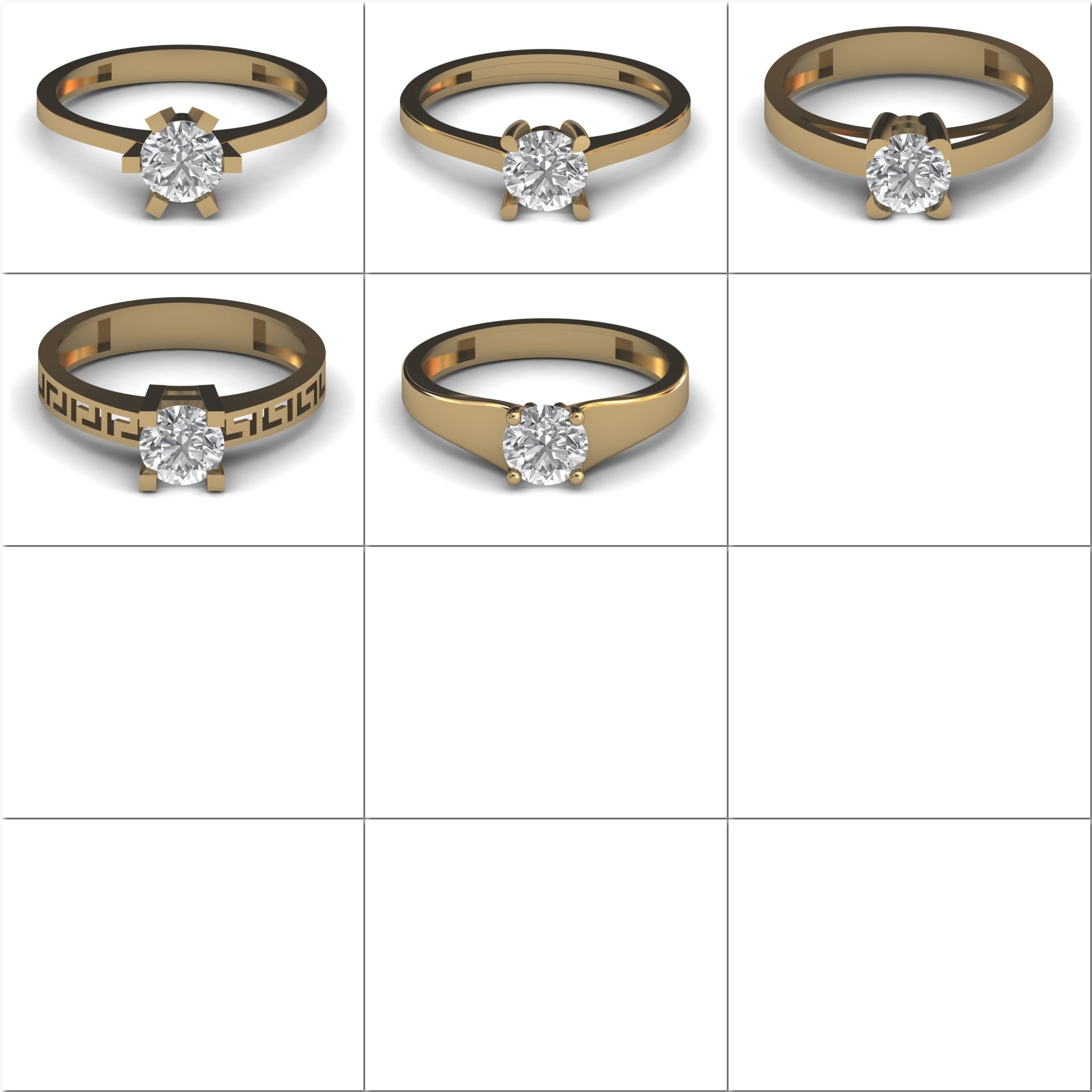100 Model  Single Stone Engagement Wedding Ring Solitaire  3D Model Collection_8