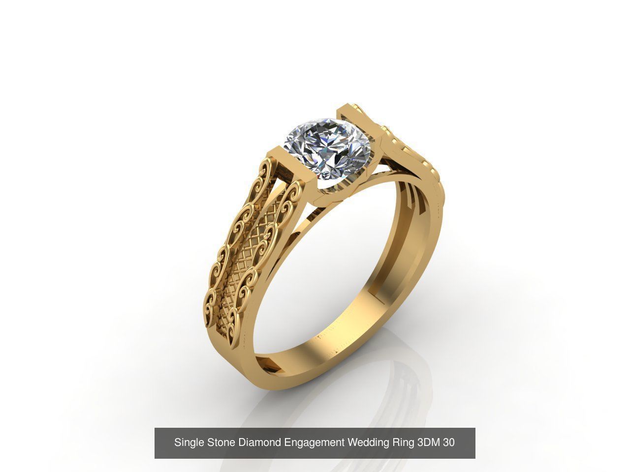 100 Model  Single Stone Engagement Wedding Ring Solitaire  3D Model Collection_84