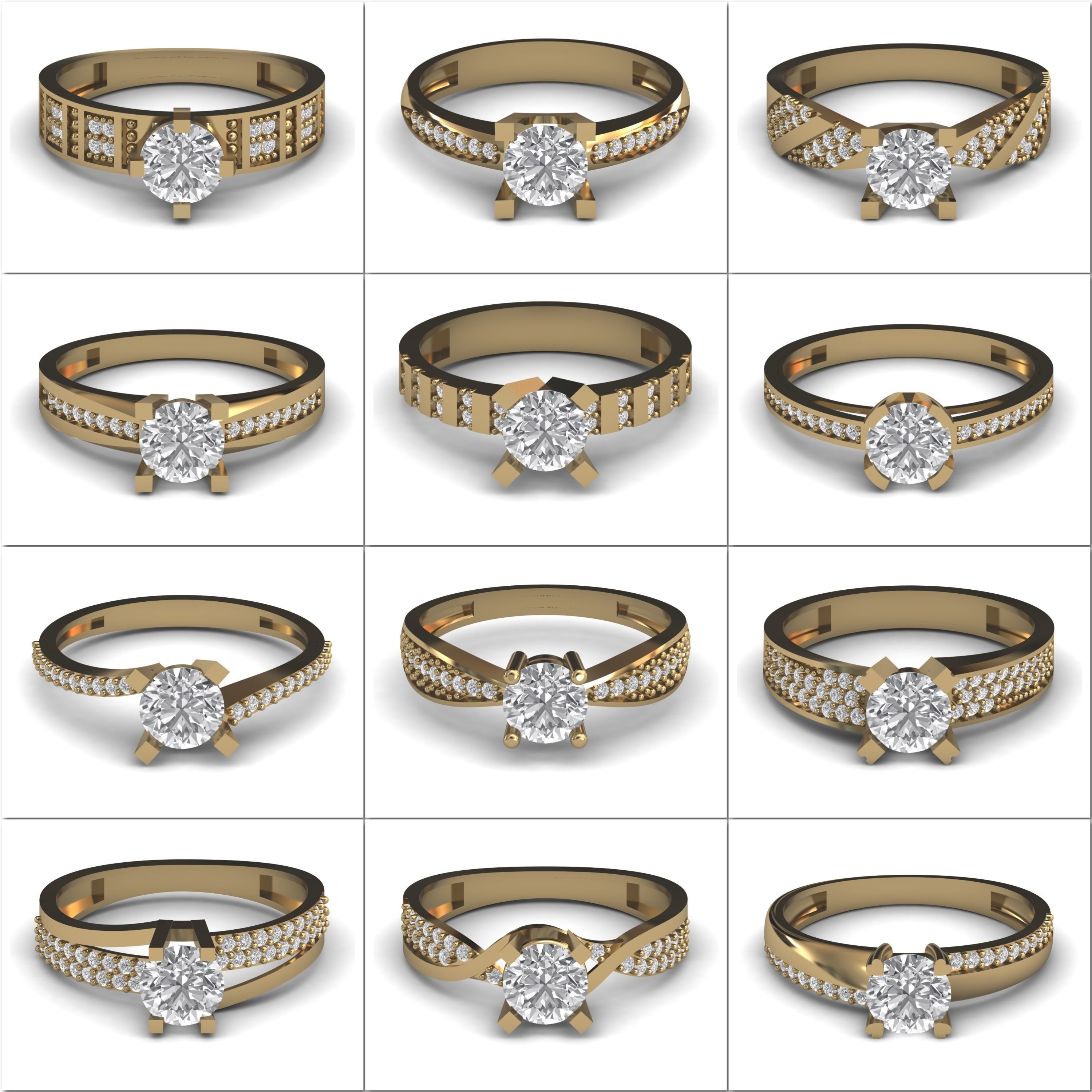 100 Model  Single Stone Engagement Wedding Ring Solitaire  3D Model Collection_6