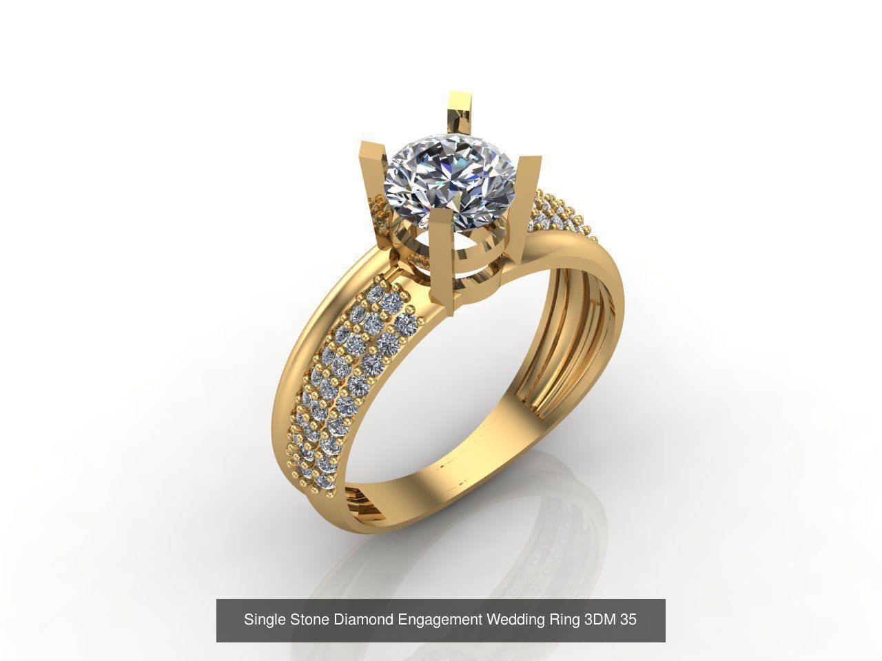 100 Model  Single Stone Engagement Wedding Ring Solitaire  3D Model Collection_79