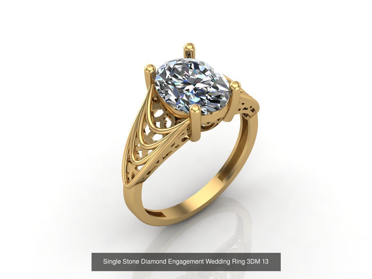 100 Model  Single Stone Engagement Wedding Ring Solitaire  3D Model Collection_103