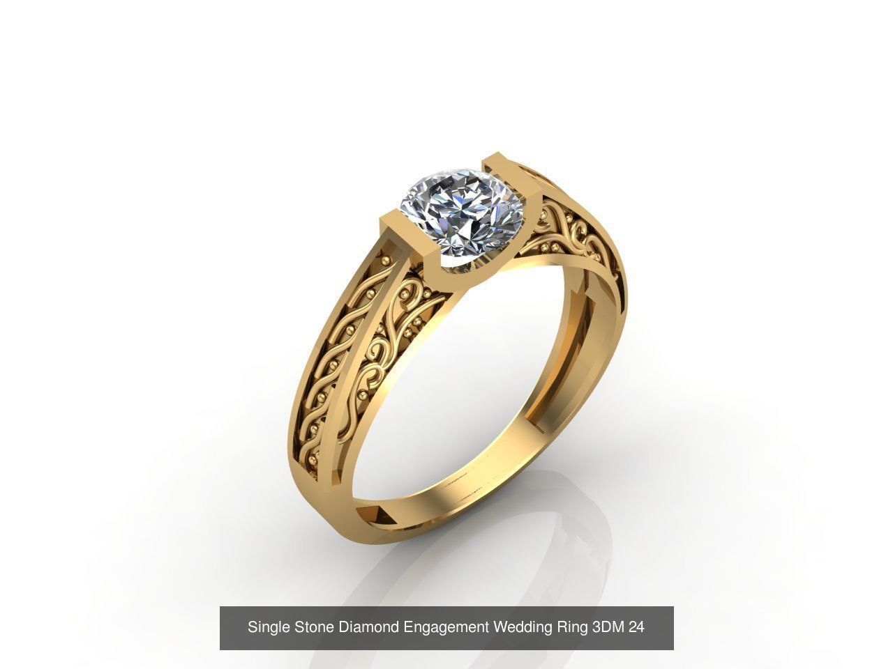 100 Model  Single Stone Engagement Wedding Ring Solitaire  3D Model Collection_91