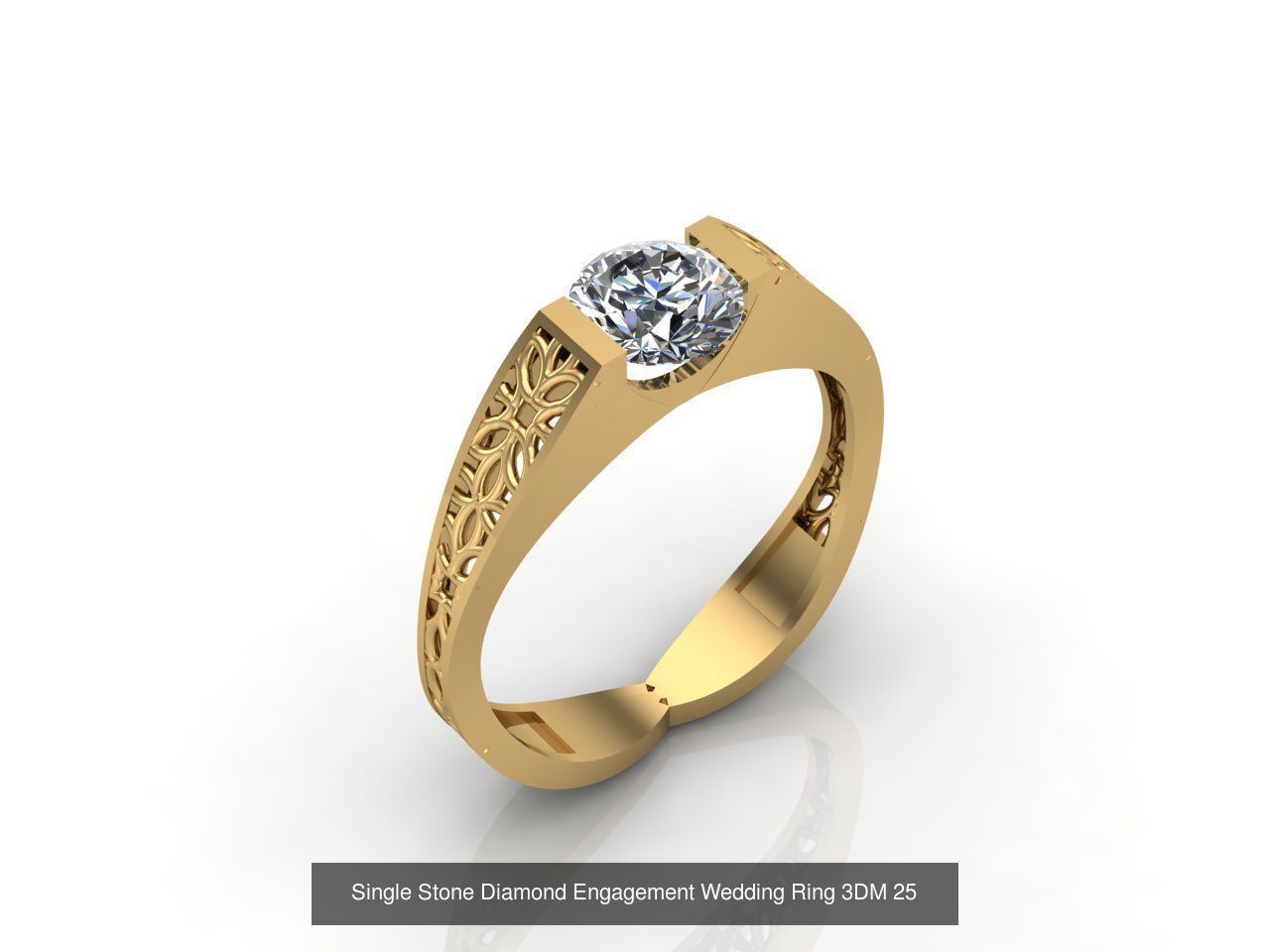 100 Model  Single Stone Engagement Wedding Ring Solitaire  3D Model Collection_90