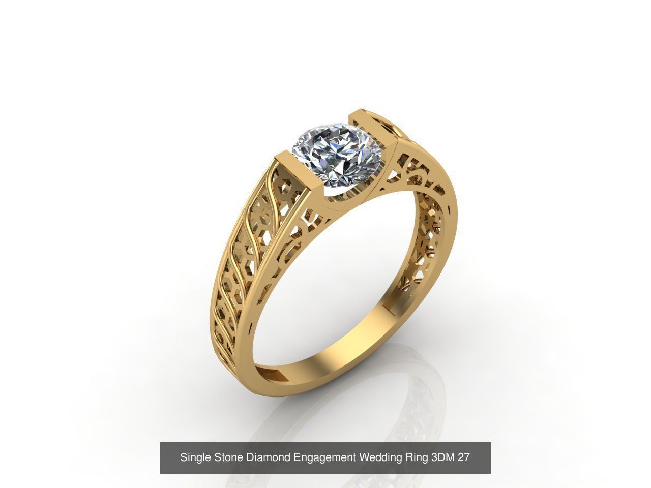 100 Model  Single Stone Engagement Wedding Ring Solitaire  3D Model Collection_88