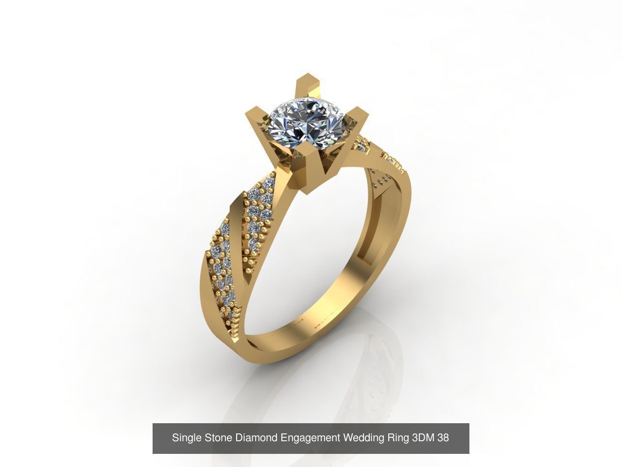 100 Model  Single Stone Engagement Wedding Ring Solitaire  3D Model Collection_76