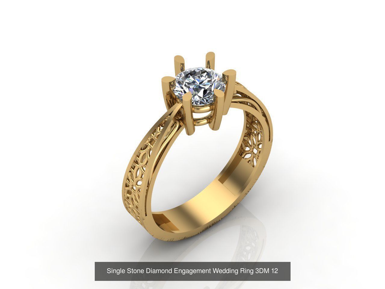 100 Model  Single Stone Engagement Wedding Ring Solitaire  3D Model Collection_104