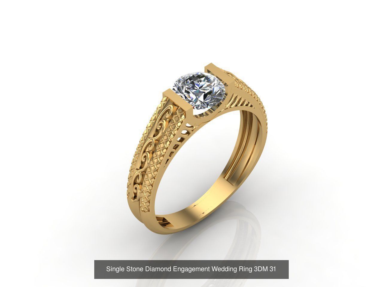100 Model  Single Stone Engagement Wedding Ring Solitaire  3D Model Collection_83