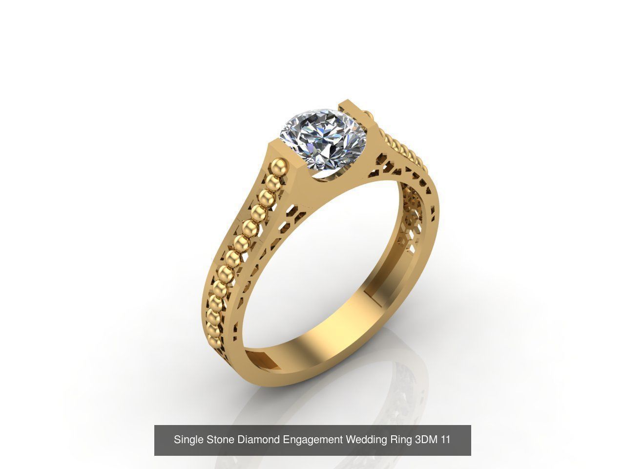 100 Model  Single Stone Engagement Wedding Ring Solitaire  3D Model Collection_105