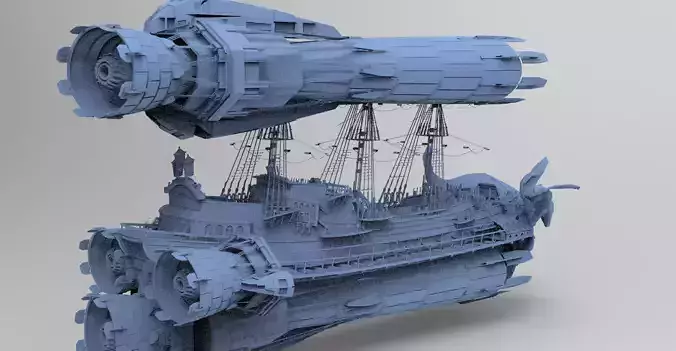 Sci fi Airship Space design 3D model