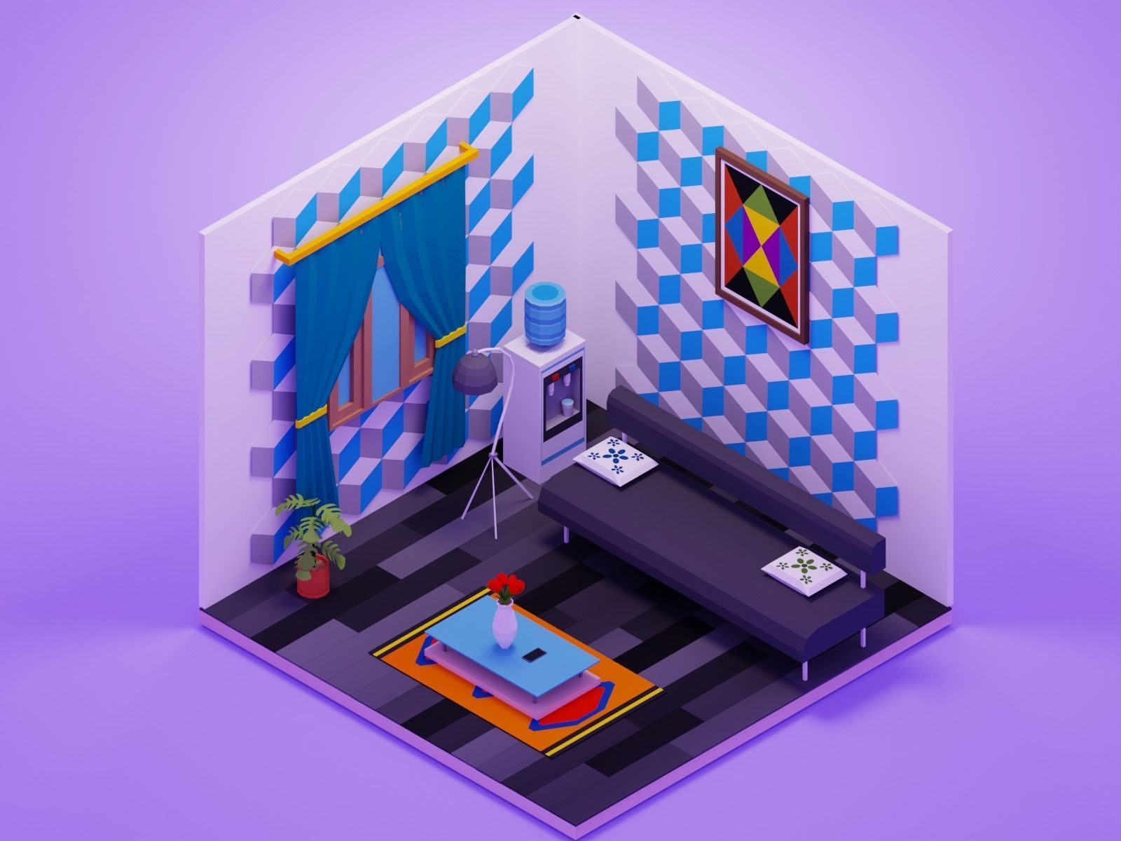 Low Poly Interior Asset Browser Low-poly 3D model_3