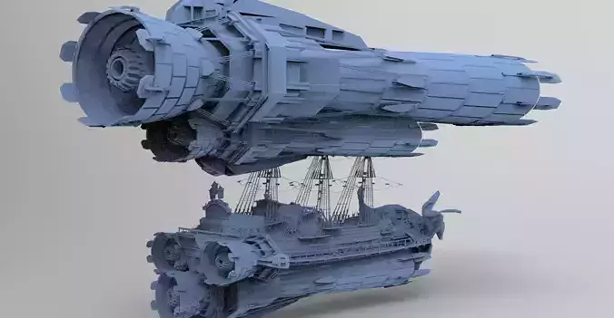 Sci fi Airship Space design 3