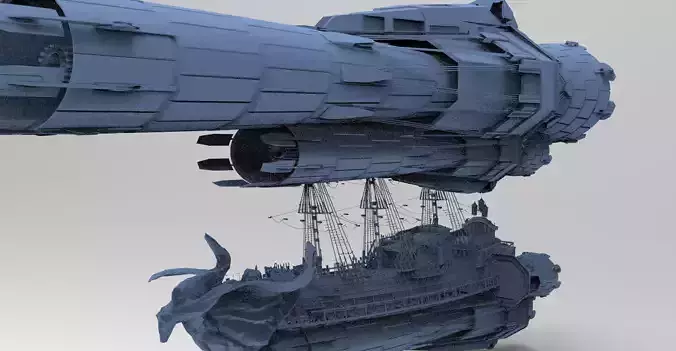 Sci fi Airship Space design 4