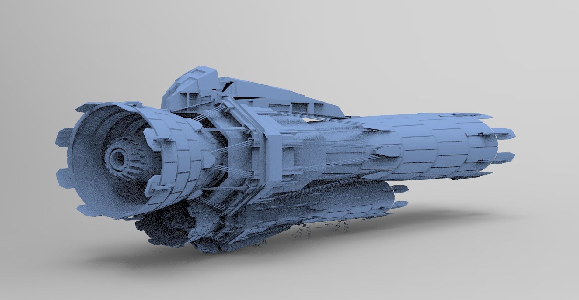 Sci fi Airship Space Zeppelin top 3D model_1