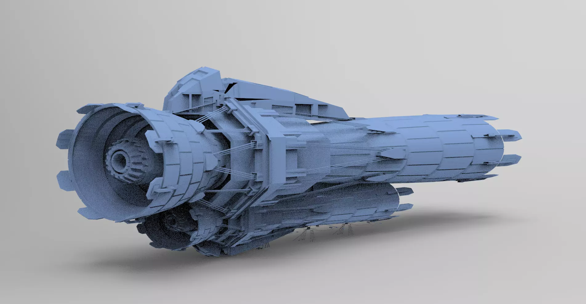 Sci fi Airship Space Zeppelin top 3D model_0