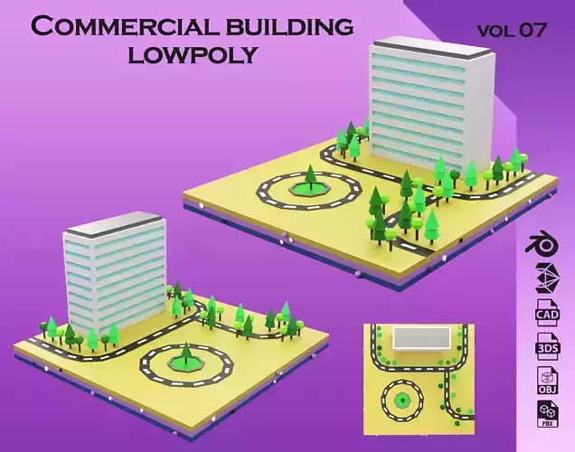 Commercial building Low poly Vol 07