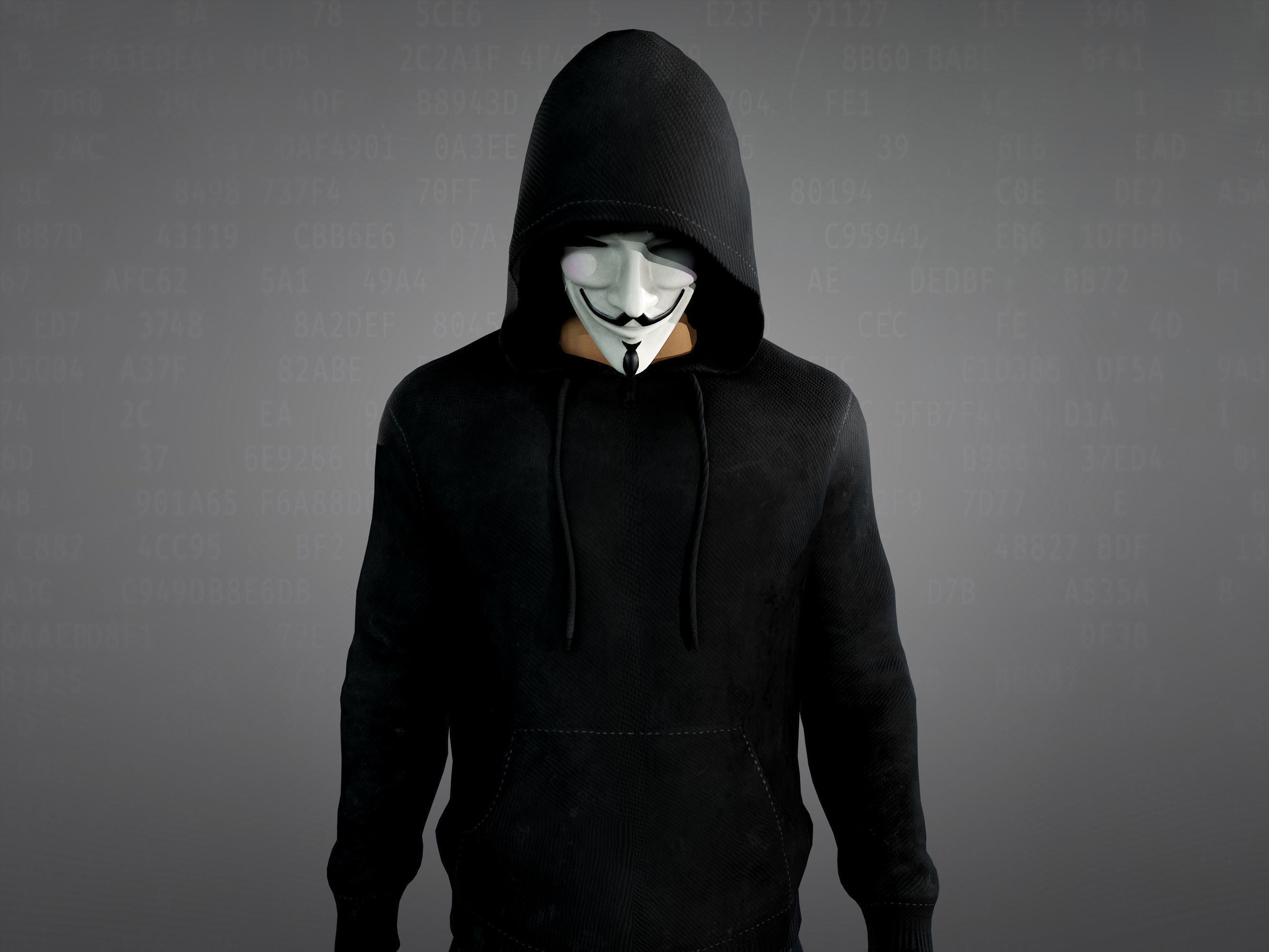 Anonymous Hacker Low-poly 3D model_11