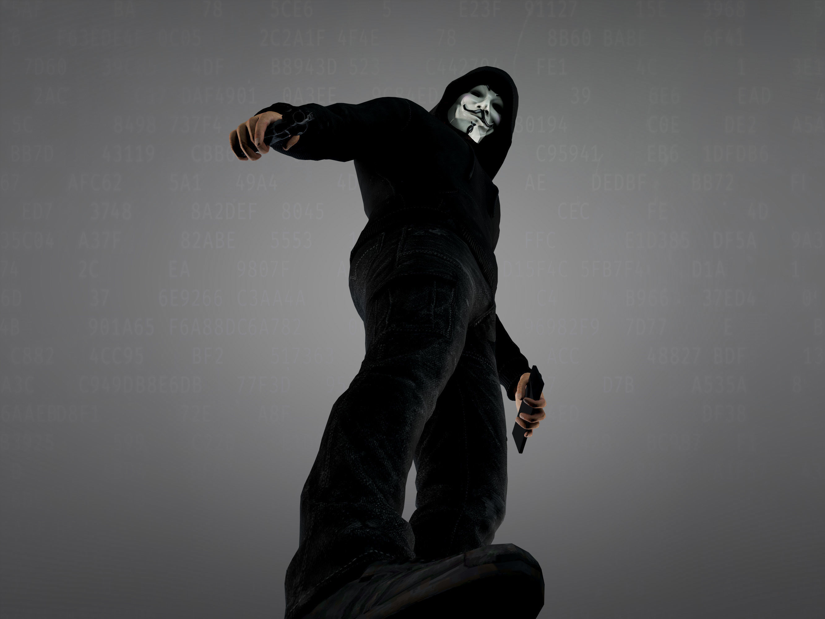 Anonymous Hacker Low-poly 3D model_9