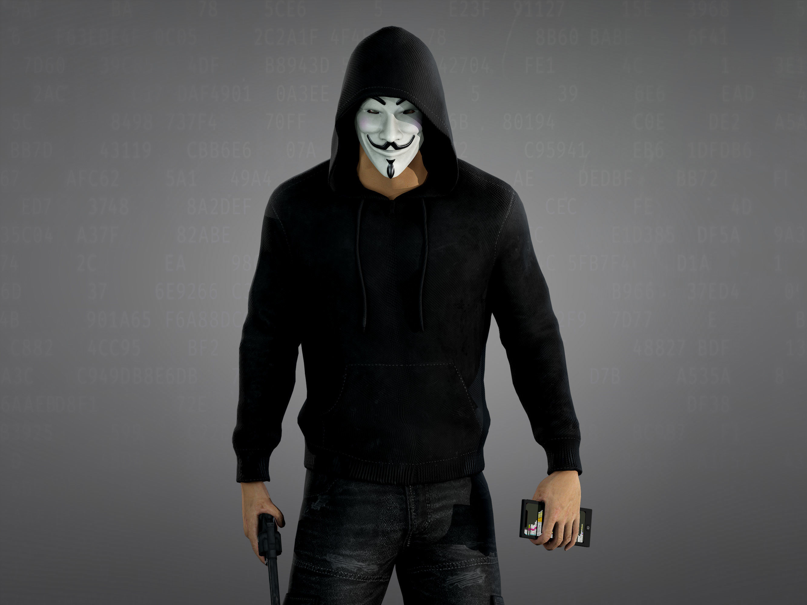 Anonymous Hacker Low-poly 3D model_10