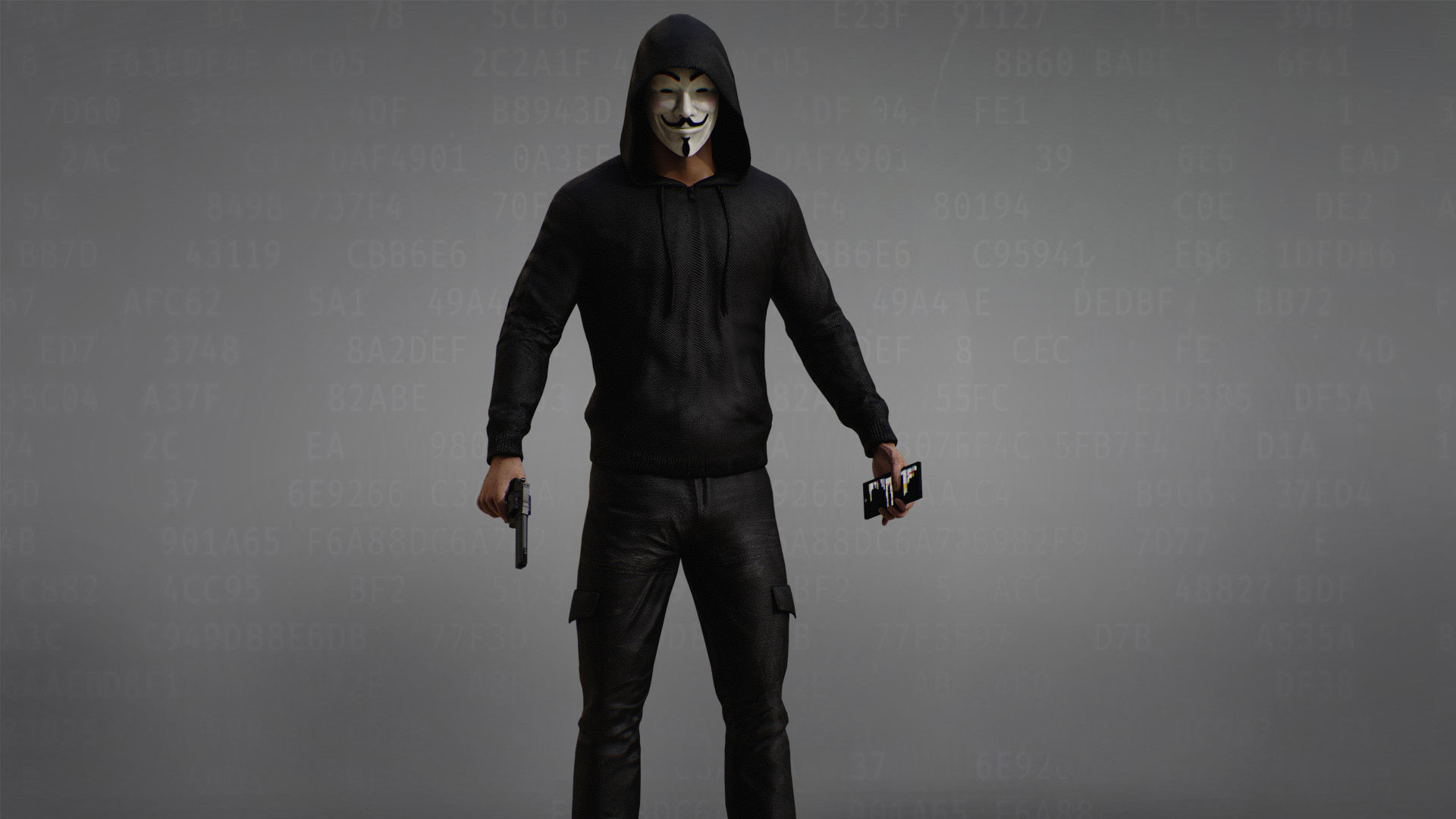 Anonymous Hacker Low-poly 3D model_5