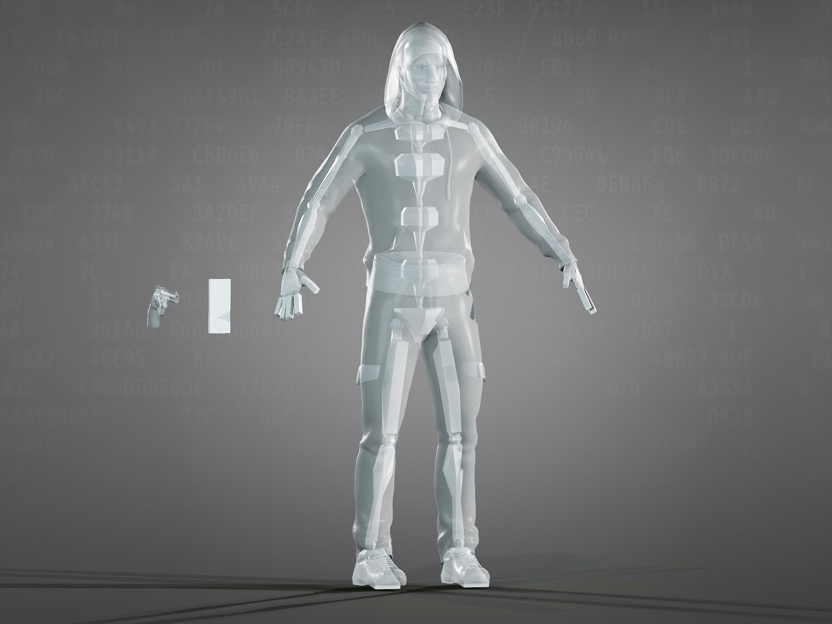 Anonymous Hacker Low-poly 3D model_14