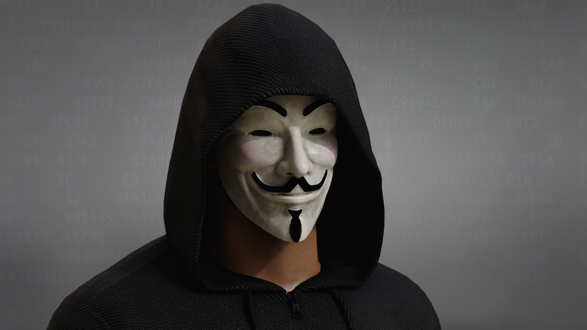 Anonymous Hacker Low-poly 3D model_4