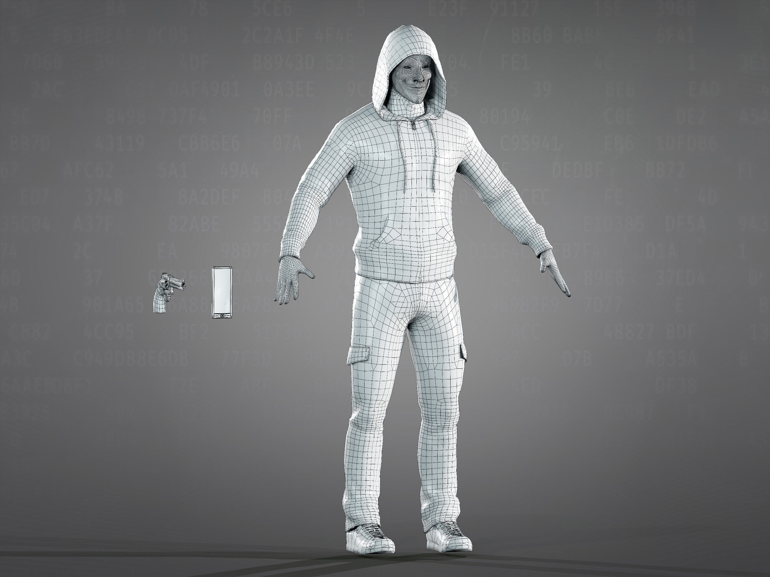 Anonymous Hacker Low-poly 3D model_12