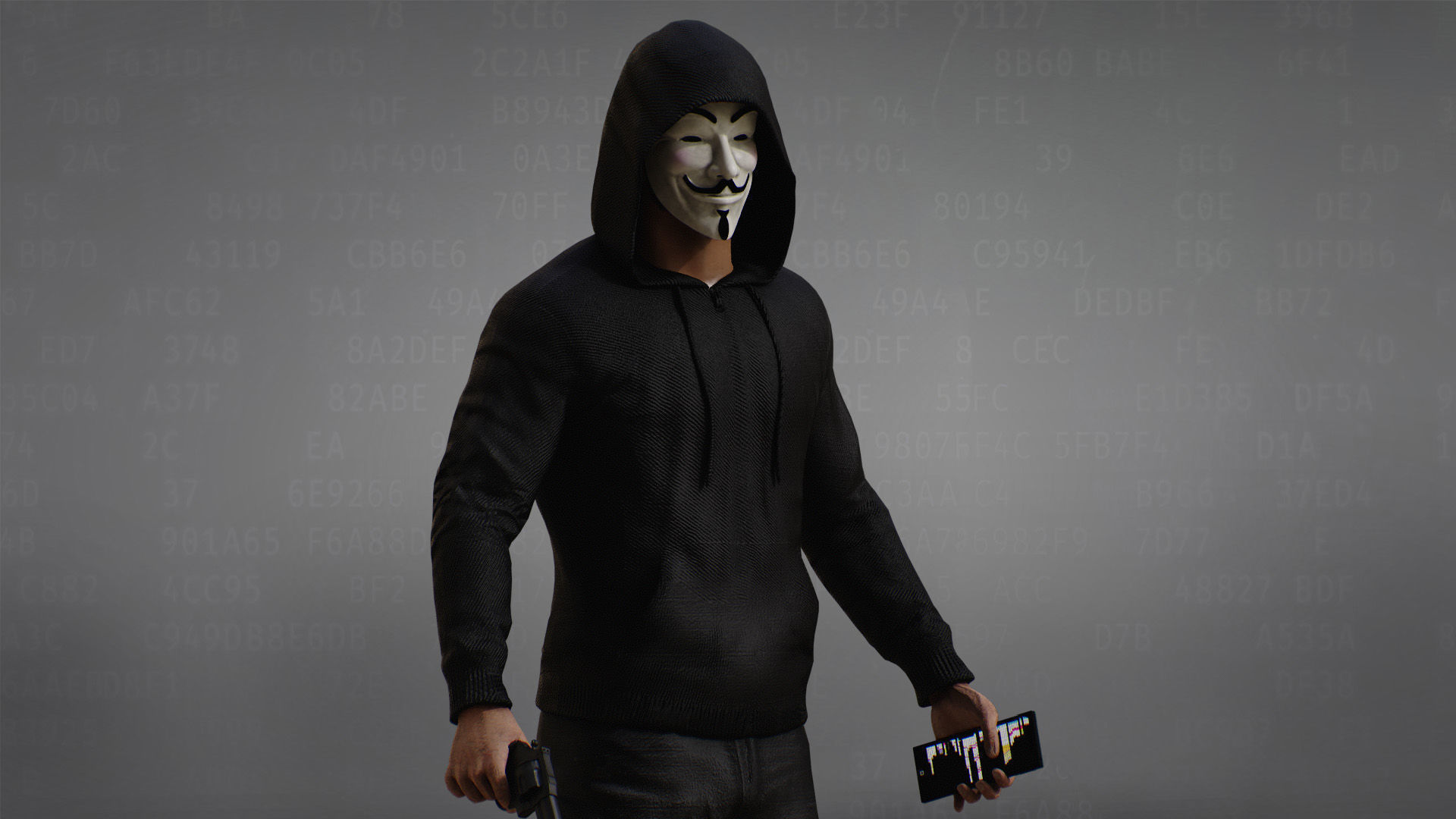 Anonymous Hacker Low-poly 3D model_6