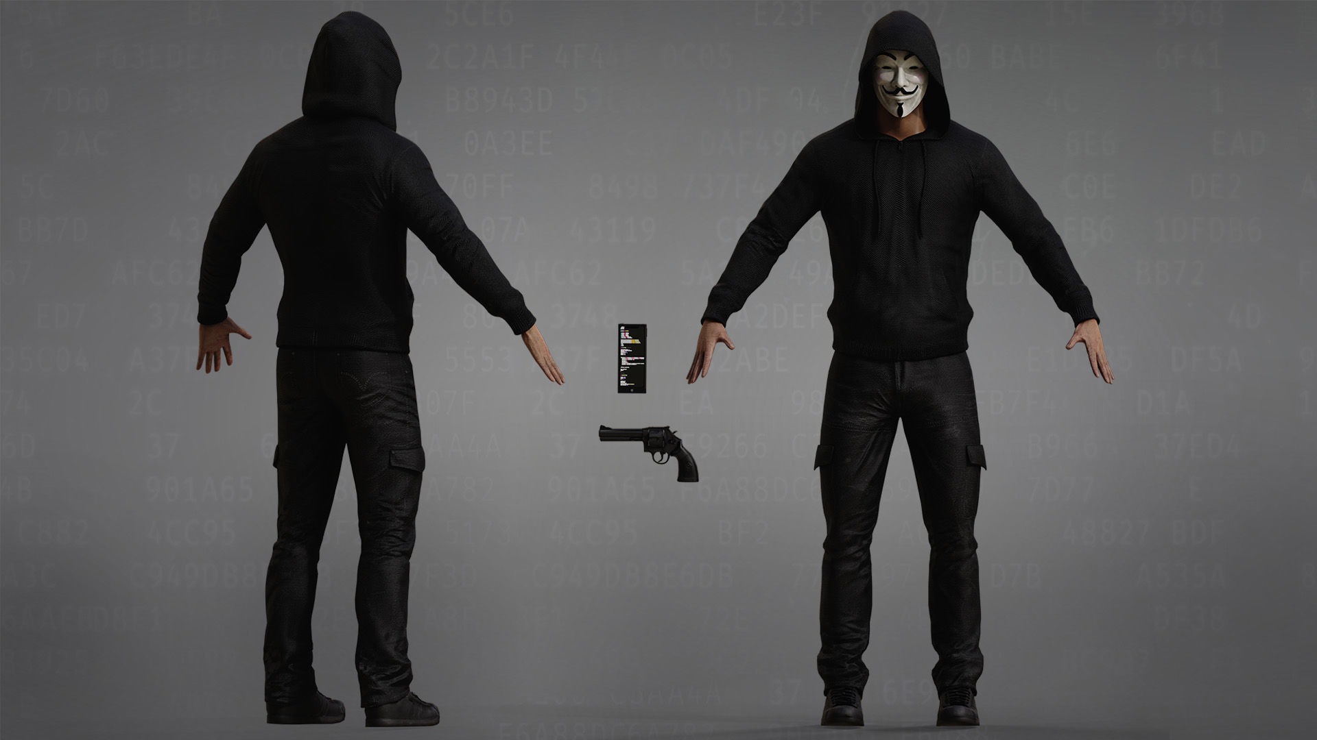 Anonymous Hacker Low-poly 3D model_2
